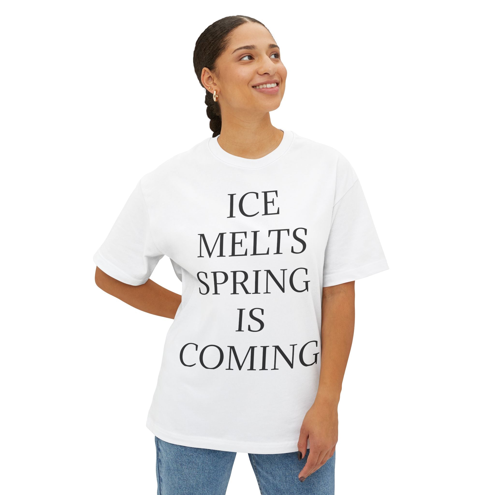 ICE MELTS SPRING IS COMING Unisex Oversized Boxy Tee