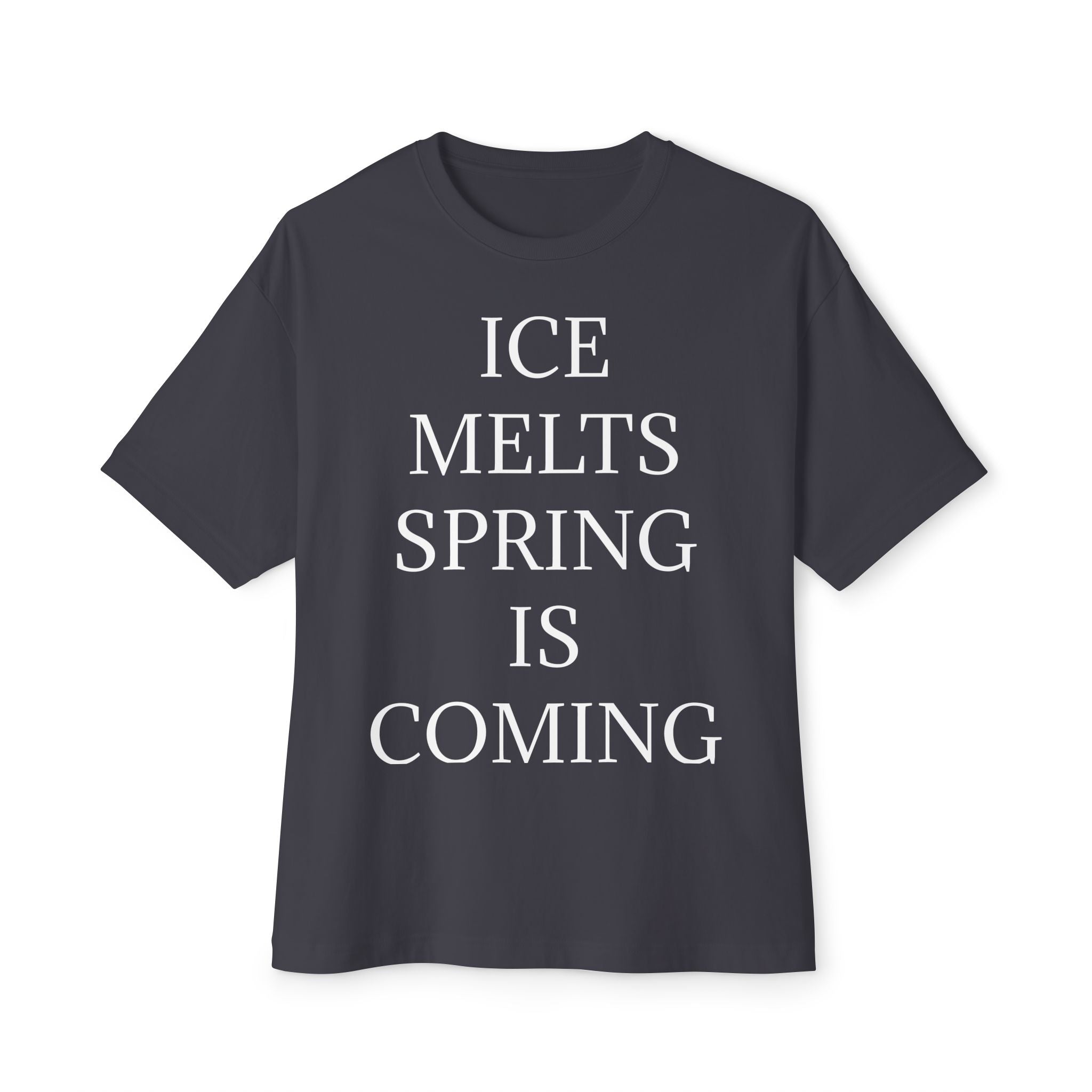 ICE MELTS SPRING IS COMING DARK Unisex Oversized Boxy Tee