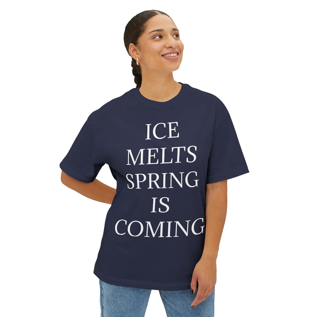 ICE MELTS SPRING IS COMING DARK Unisex Oversized Boxy Tee