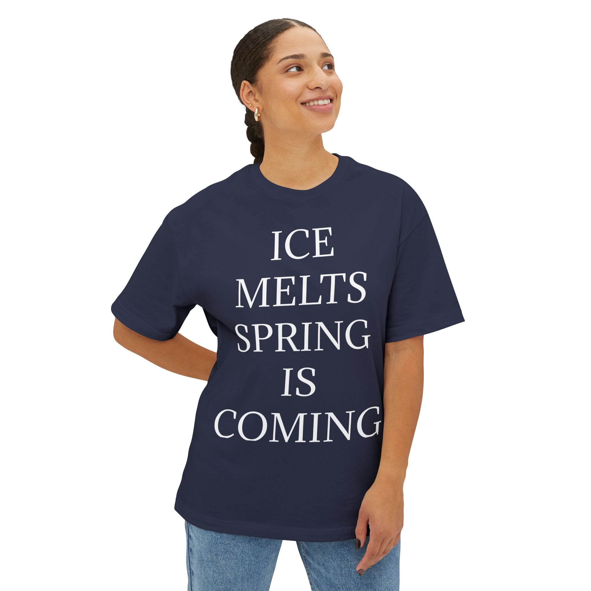 ICE MELTS SPRING IS COMING DARK Unisex Oversized Boxy Tee