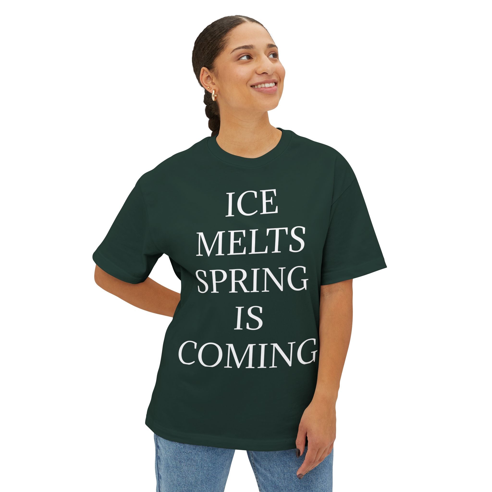 ICE MELTS SPRING IS COMING DARK Unisex Oversized Boxy Tee